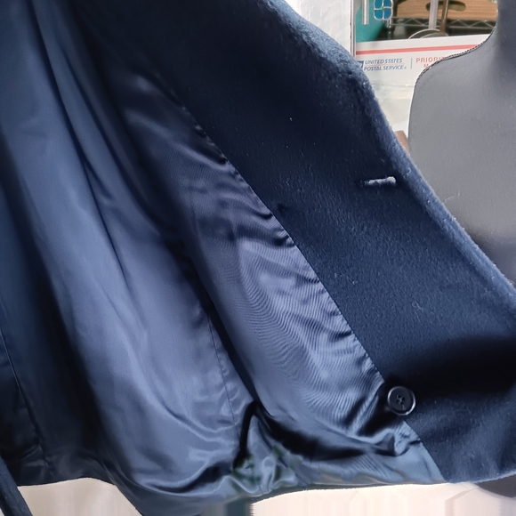 Jones New York Women's 100% Wool Overcoat Vintage Navy Blue Size M - Picture 9 of 11